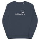 Sweatshirt unissexo orgânica azul marinho com logo grande da marca Ralhenta