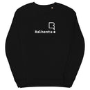 Sweatshirt unissexo orgânica preta com logo grande da marca Ralhenta