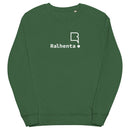 Sweatshirt unissexo orgânica verde garrafa com logo grande da marca Ralhenta