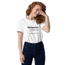 T-shirt unissexo algodão orgânico branca com a entrada de dicionário "Ralhenta: aquela que ralha" da marca Ralhenta
