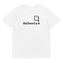 T-shirt unissexo algodão orgânico branca com logo preto da marca Ralhenta