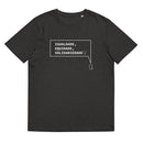 T-shirt unissexo orgânica cinza mescla escuro com a frase "Igualdade, equidade, solidariedade" da marca Ralhenta