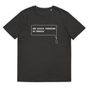 T-shirt unissexo orgânica cinza mescla com a frase "Não existe feminismo em demasia" da marca Ralhenta