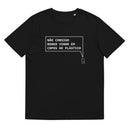 T-shirt unissexo orgânica preta "Não consigo beber vinho em copos de plástico" da marca "Ralhenta"