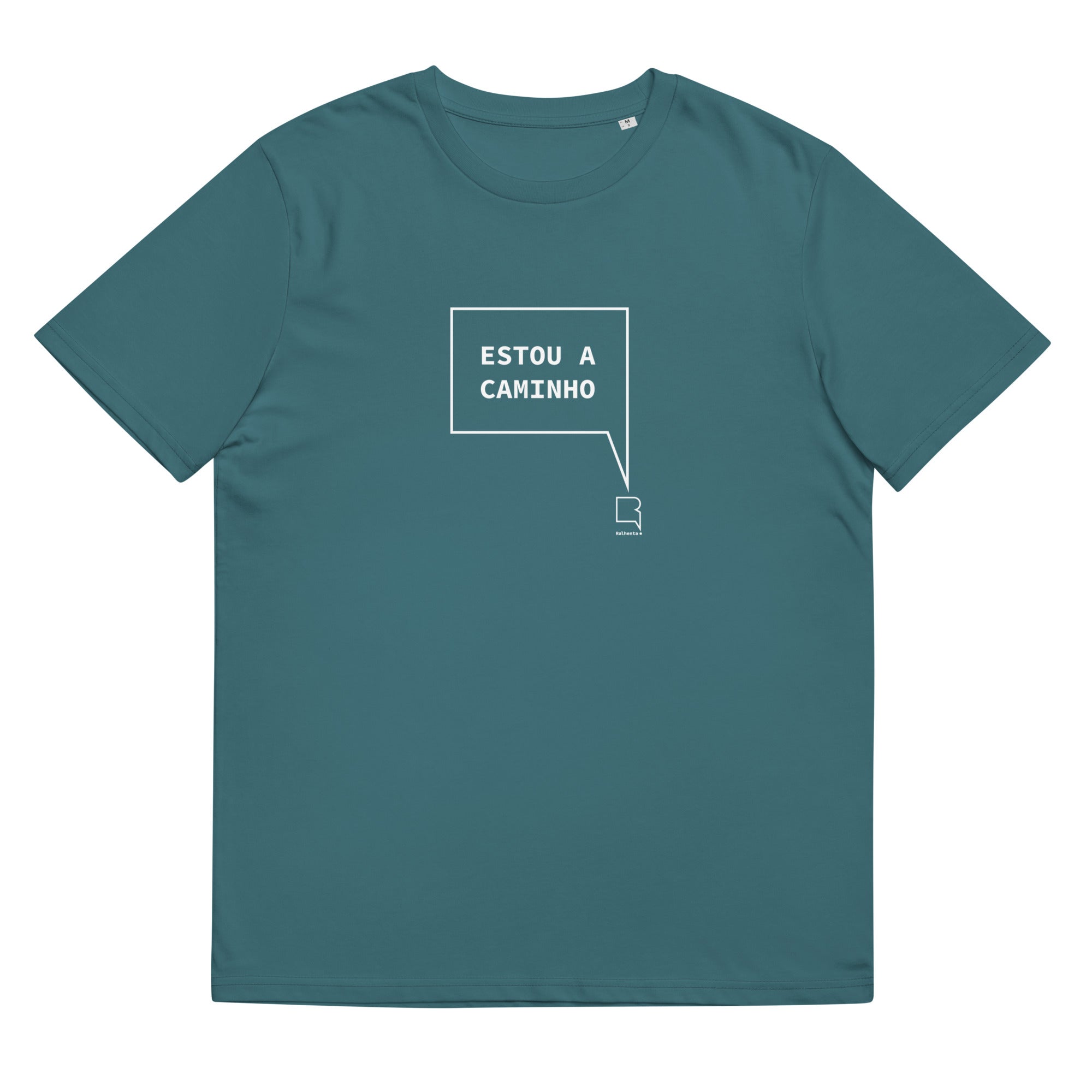 T-shirt unissexo orgânica stargazer com a frase "Estou a caminho" da marca Ralhenta
