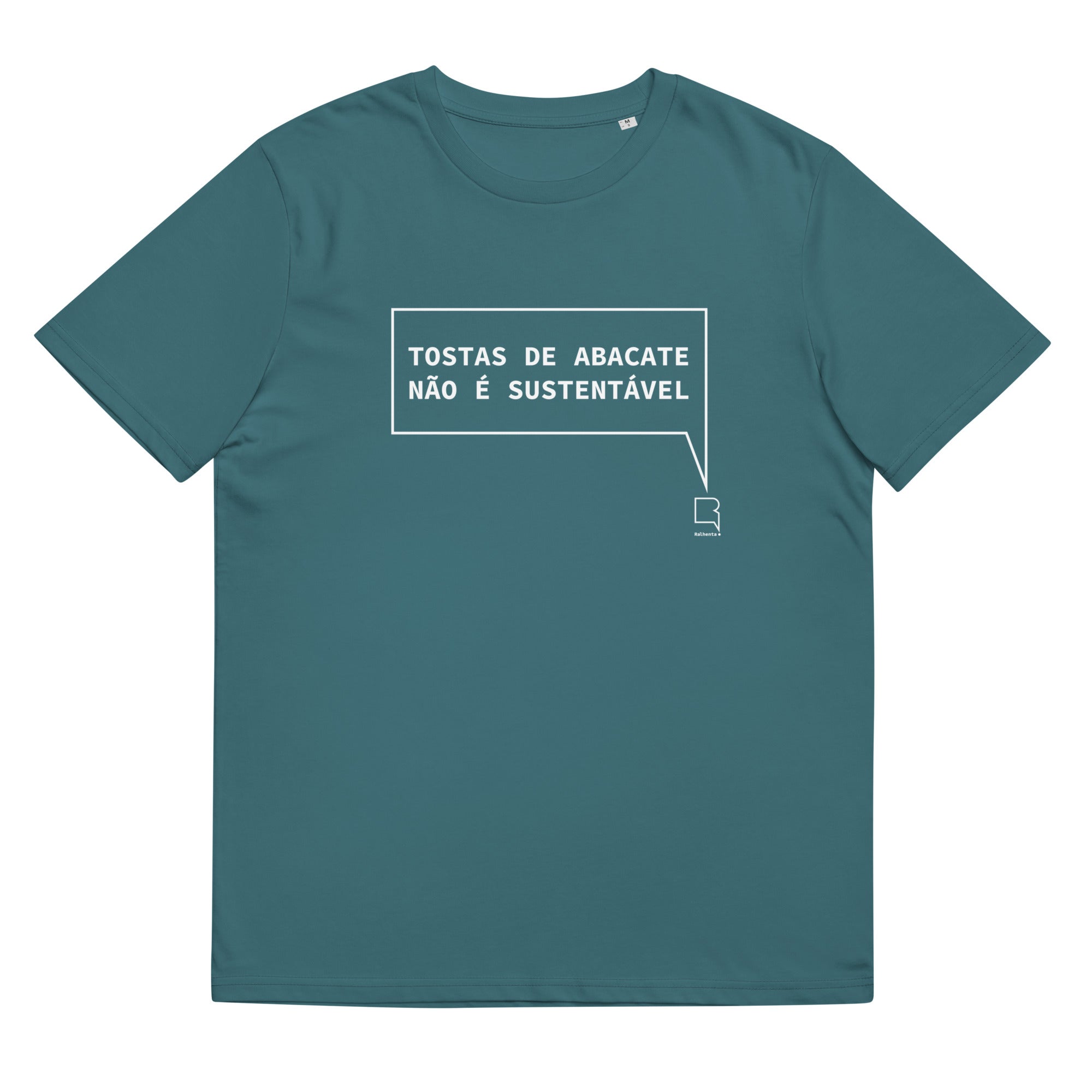 T-shirt unissexo orgânica stargazer com a frase "Tostas de abacate não é sustentável" da marca Ralhenta